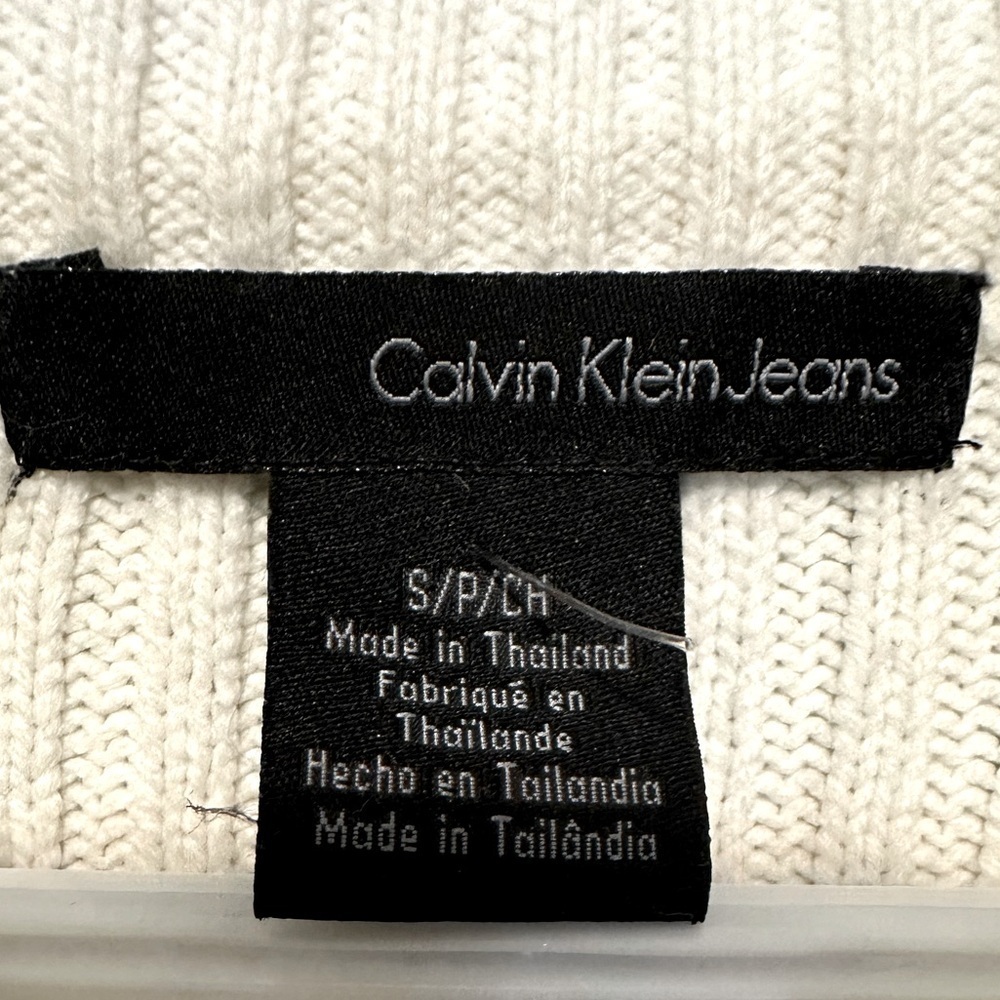 Calvin Klein White Cable Knit button down cardigan clean girl 🍦sweater S - Picture 6 of 10